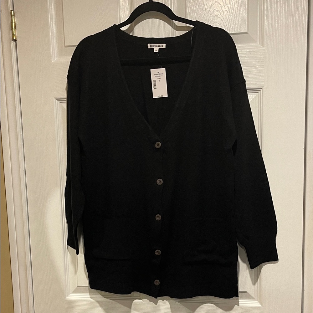 Bootlegger Black Button-up Cardigan